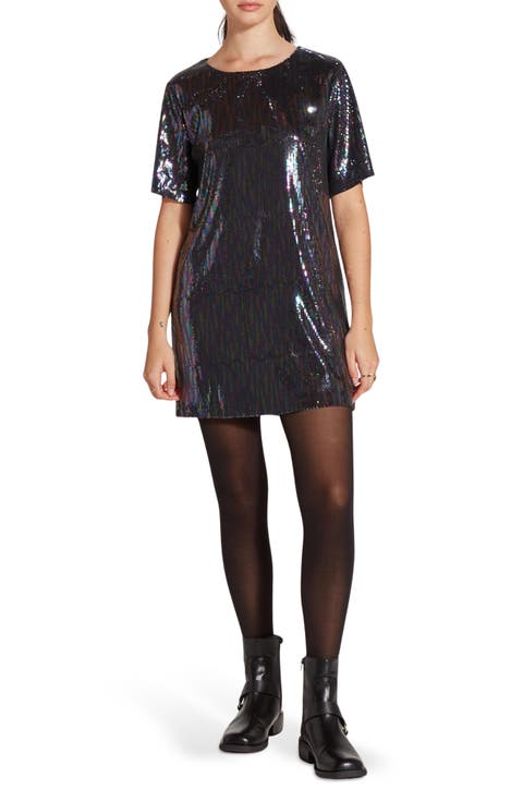 Short Sleeve Sequin T-Shirt Dress