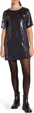 WISHLIST Short Sleeve Sequin T-Shirt Dress