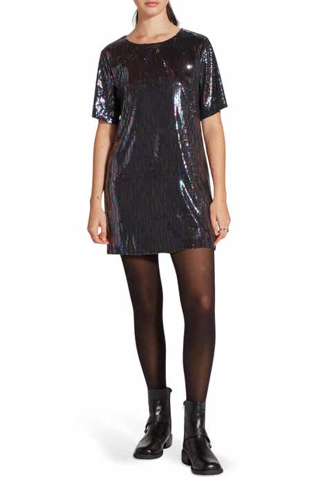 WISHLIST Short Sleeve Sequin T-Shirt Dress