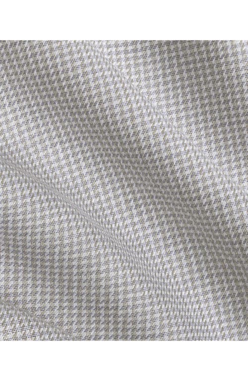 David Donahue Trim Fit Tan Microcheck Cotton & Cashmere Dobby Dress Shirt In Neutral