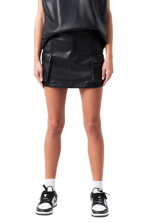 Cargo Faux Leather Miniskirt