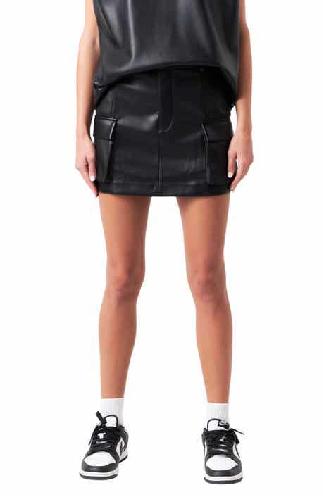 Cargo Faux Leather Miniskirt