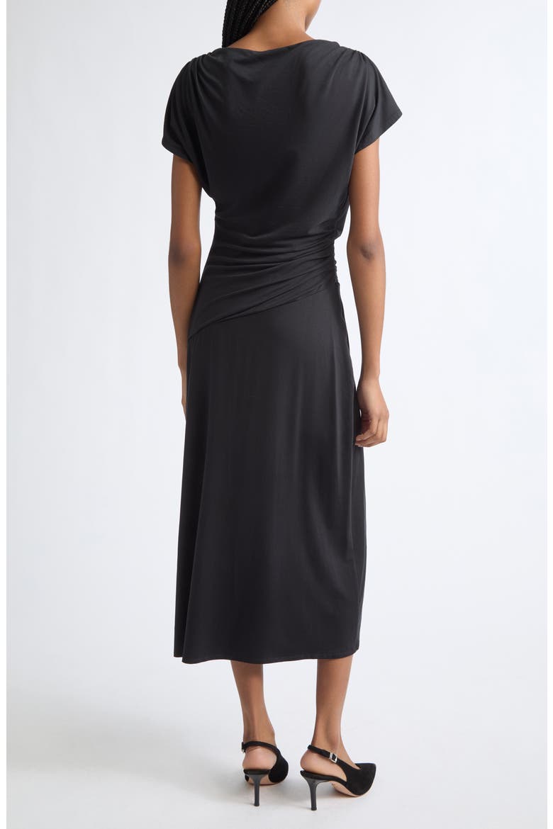 Lila Ruched Midi Dress, Alternate, color, BLACK