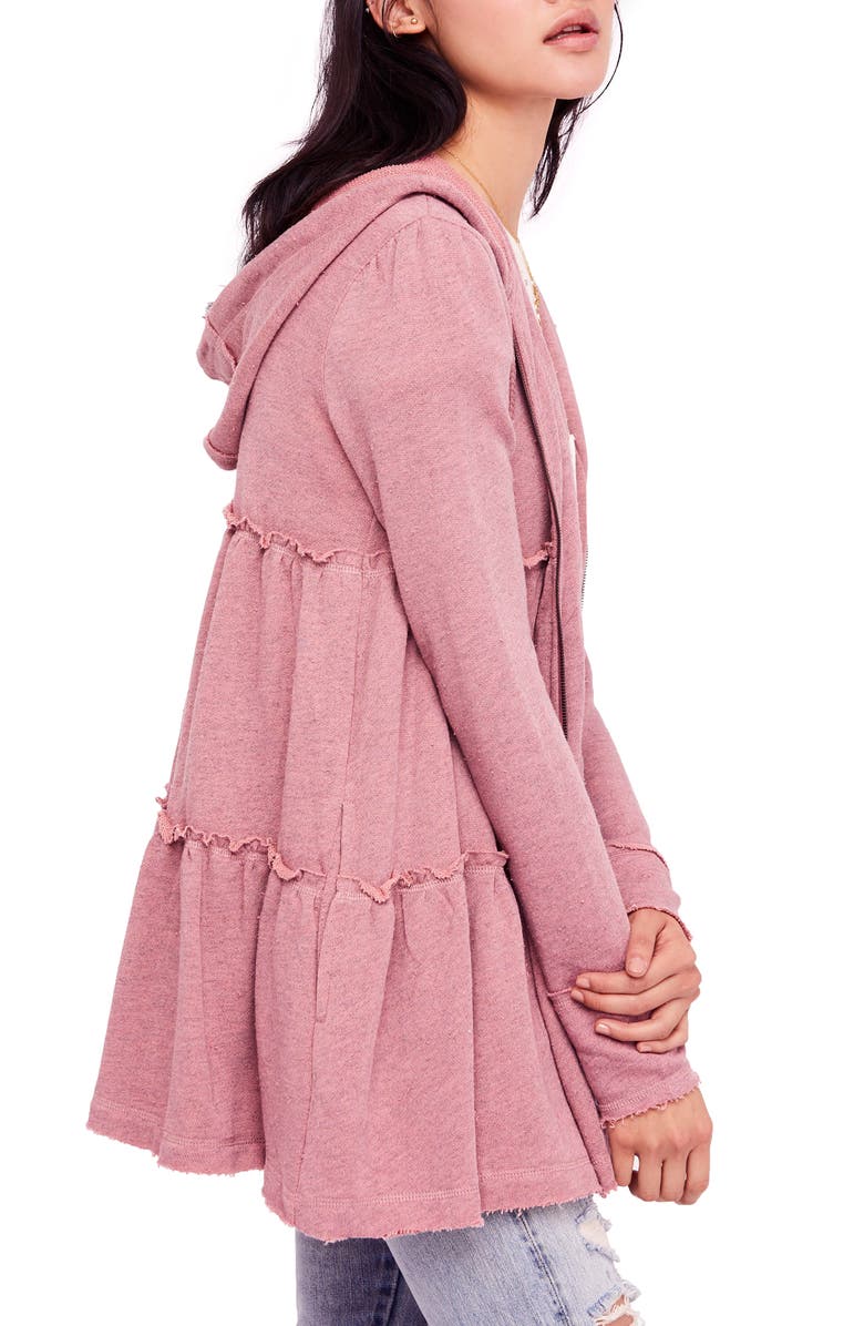 Free People Trapeze Hoodie, Alternate, color, Rose