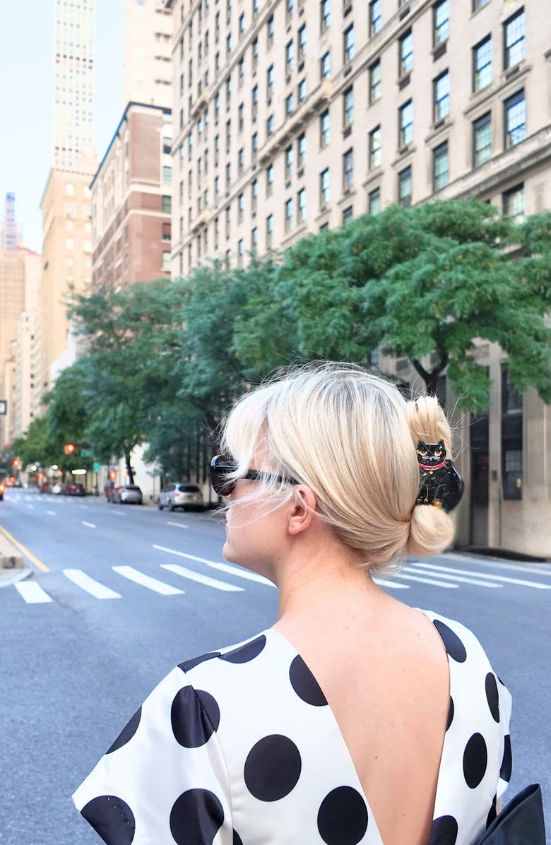 Solar Eclipse Black Cat Claw Clip, Alternate, color, Black