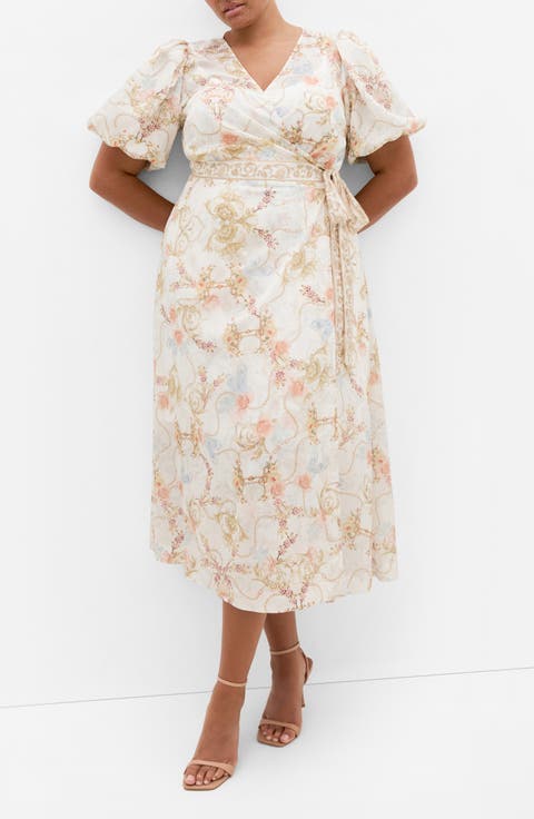Anastasia Print Wrap Dress (Plus)