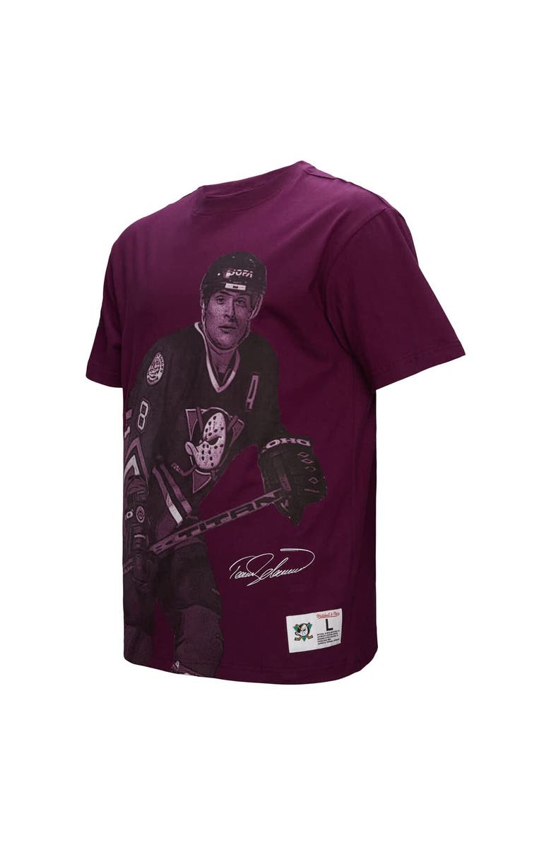 Mitchell & Ness Men's Mitchell & Ness Teemu Selanne Purple Anaheim Ducks Ultimate Player Vintage Logo T-Shirt, Alternate, color, Purple