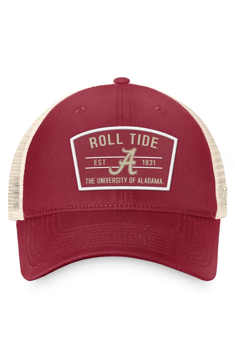 TOP OF THE WORLD Men's Top of the World Crimson Alabama Crimson Tide Unruly Slouch Trucker Snapback Hat, Alternate, color,