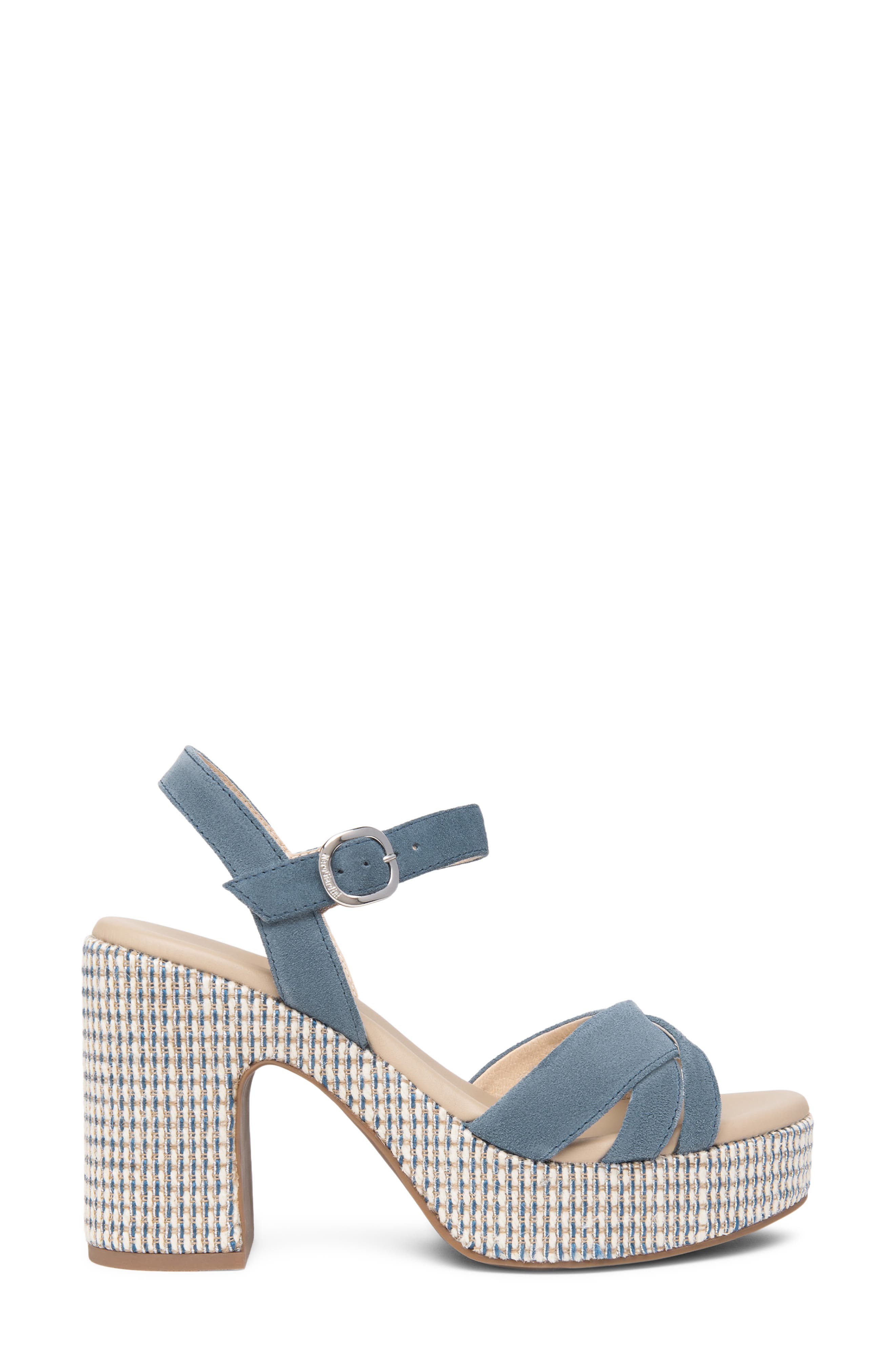 NeroGiardini Ankle Strap Platform Sandal, Alternate, color, Denim
