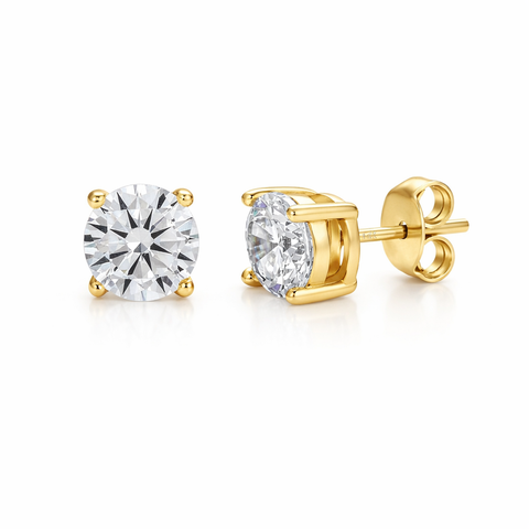 14K Gold Round 4MM Stud Earrings