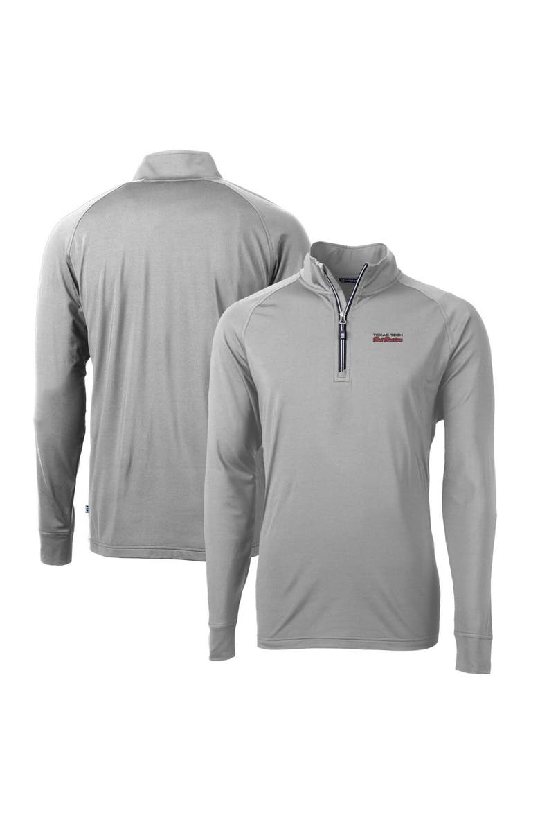 Cutter & Buck Men's Cutter & Buck Gray Texas Tech Red Raiders Adapt Eco Knit Stretch Recycled Big & Tall Quarter-Zip Pullover Top, Main, color, 