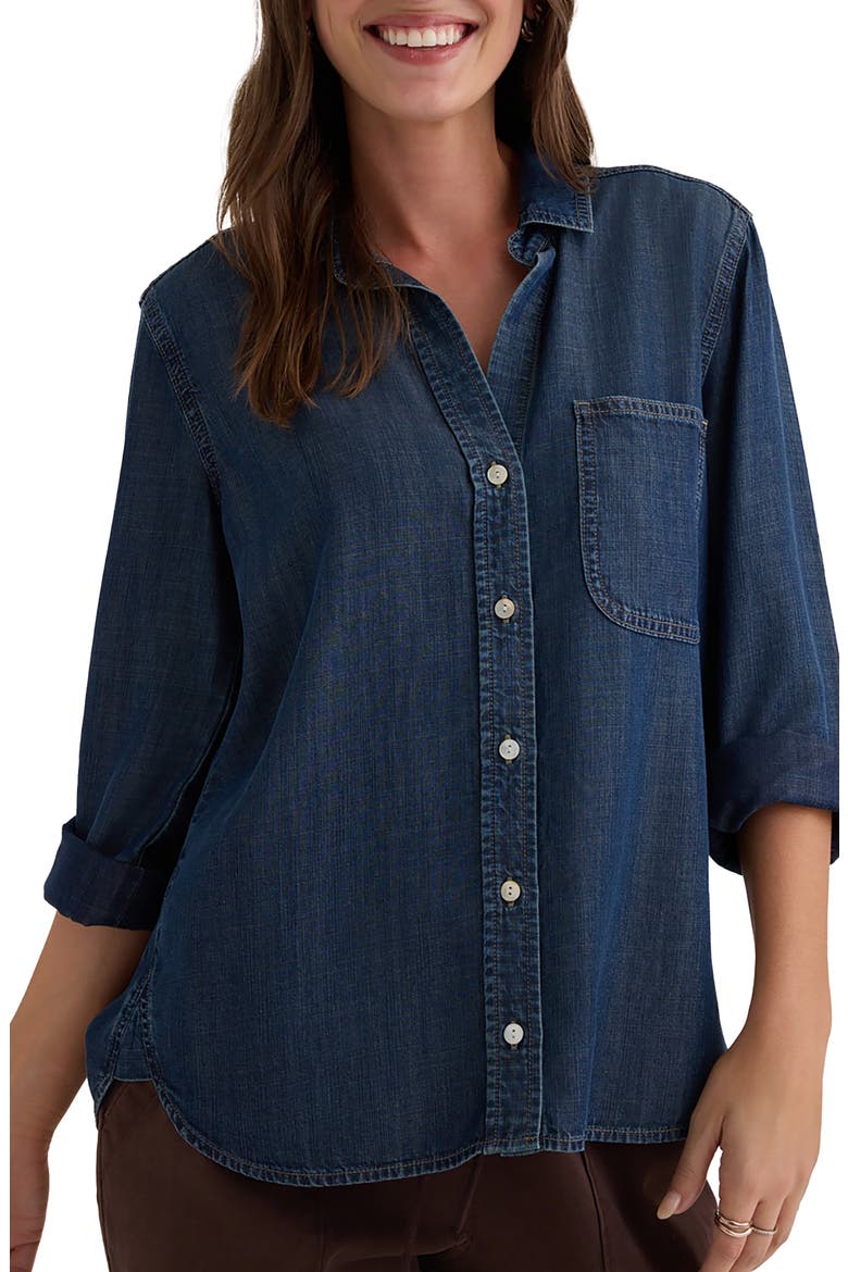 Shirt Tail Button-Up Shirt, Main, color, TWILIGHT RINSE WASH