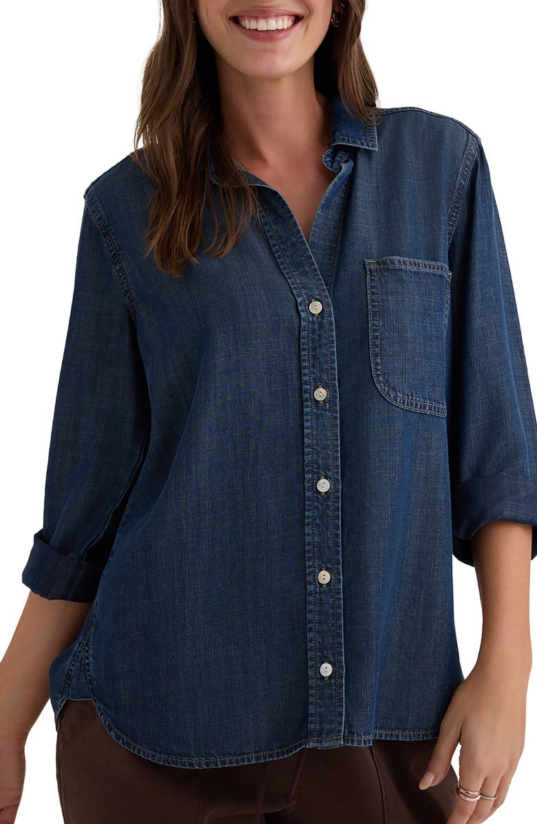Bella Dahl Shirt Tail Button-Up Shirt, Main, color, Twilight Rinse Wash