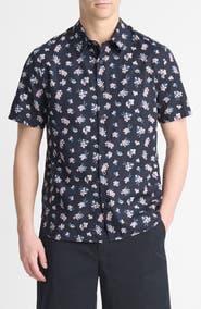 Vince Mini Bouquet Floral Short Sleeve Button-Up Shirt