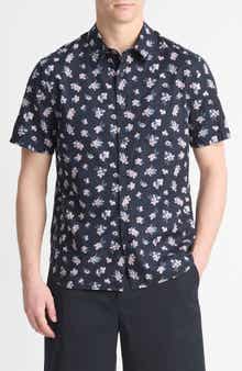 Vince Mini Bouquet Floral Short Sleeve Button-Up Shirt
