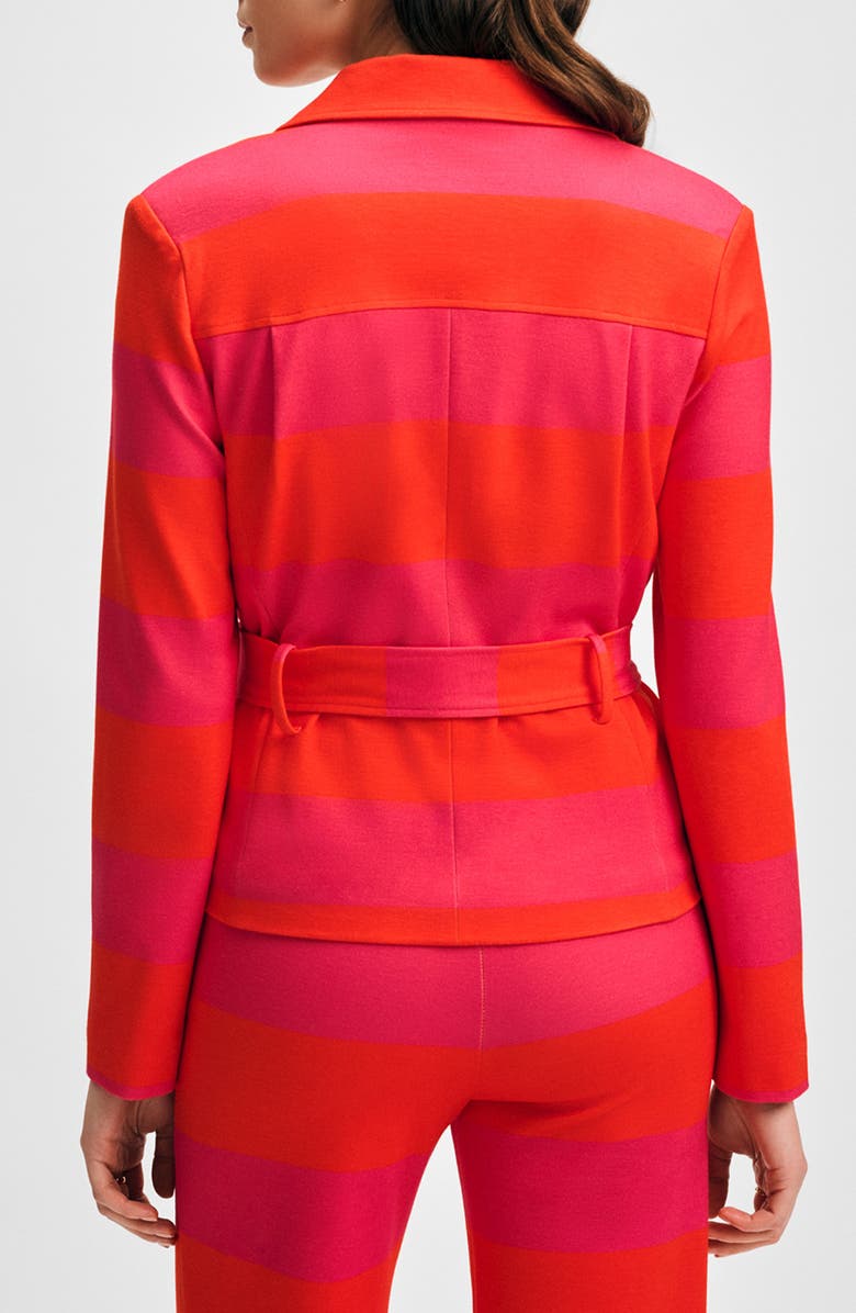 Isaac Mizrahi New York Belted Jacket, Alternate, color, Magenta/ Orange Cabana Stripe