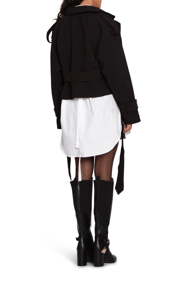 Fast Car Crop Trench Coat, Alternate, color, BLACK
