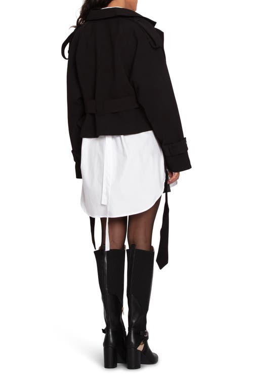 Belle & Bloom Fast Car Crop Trench Coat In Black