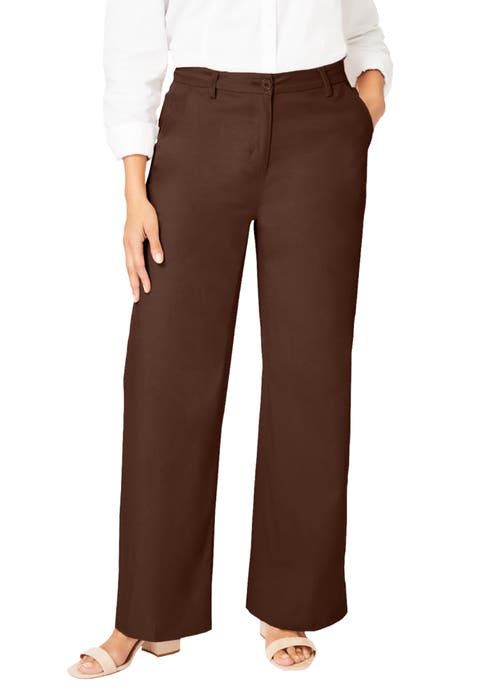 Stretch Cotton Chino Wide-Leg Trouser (Plus Available)