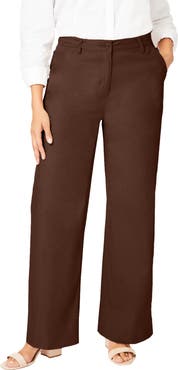 Jessica London Stretch Cotton Chino Wide-Leg Trouser