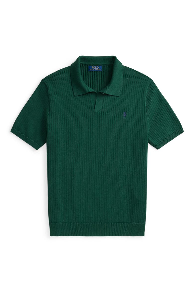 Johnny Collar Rib Cotton Polo Sweater, Alternate, color, VINTAGE PINE