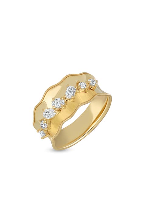 Kiera 18K Gold Diamond Wide Ring