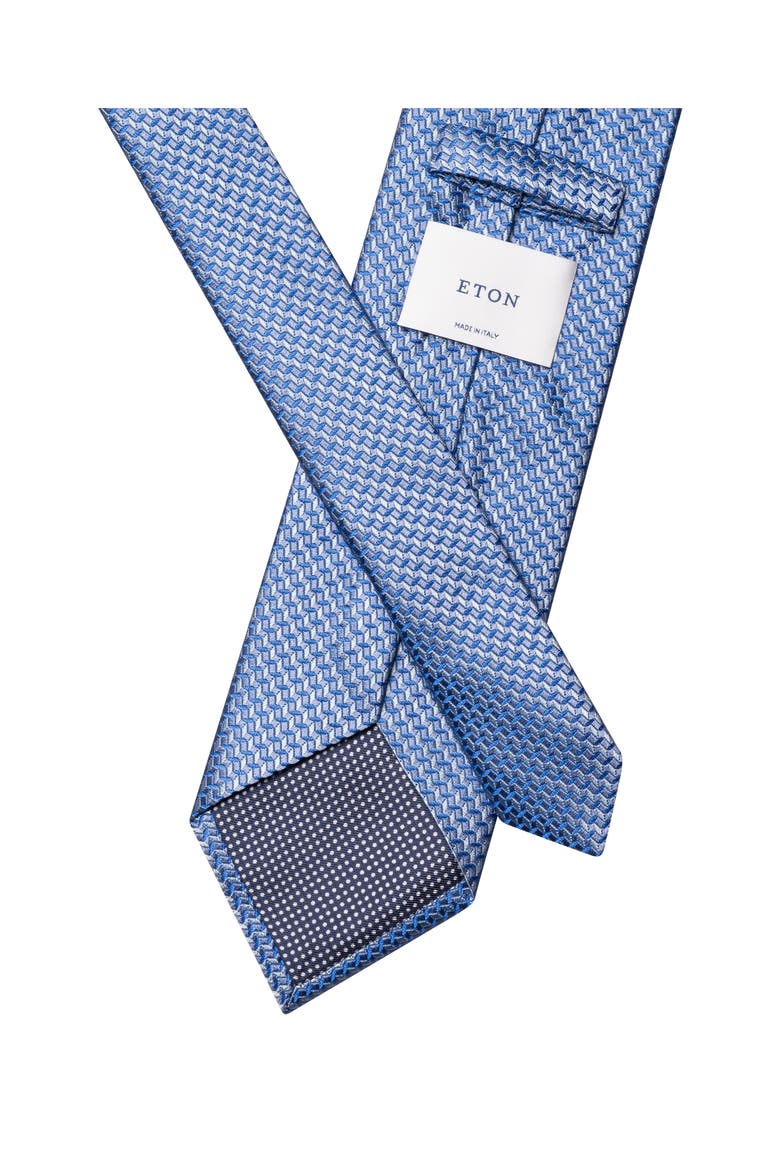 Micro Geometric Woven Silk Tie, Alternate, color, BLUE