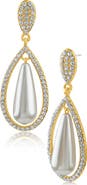 JARDIN Pavé Crystal Imitation Pearl Teardrop Earrings