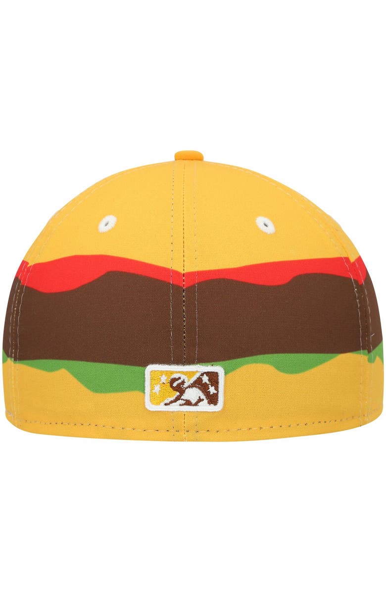 New Era Men's New Era Gold Hartford Yard Goats Theme Night 59FIFTY Fitted Hat, Alternate, color, Gold