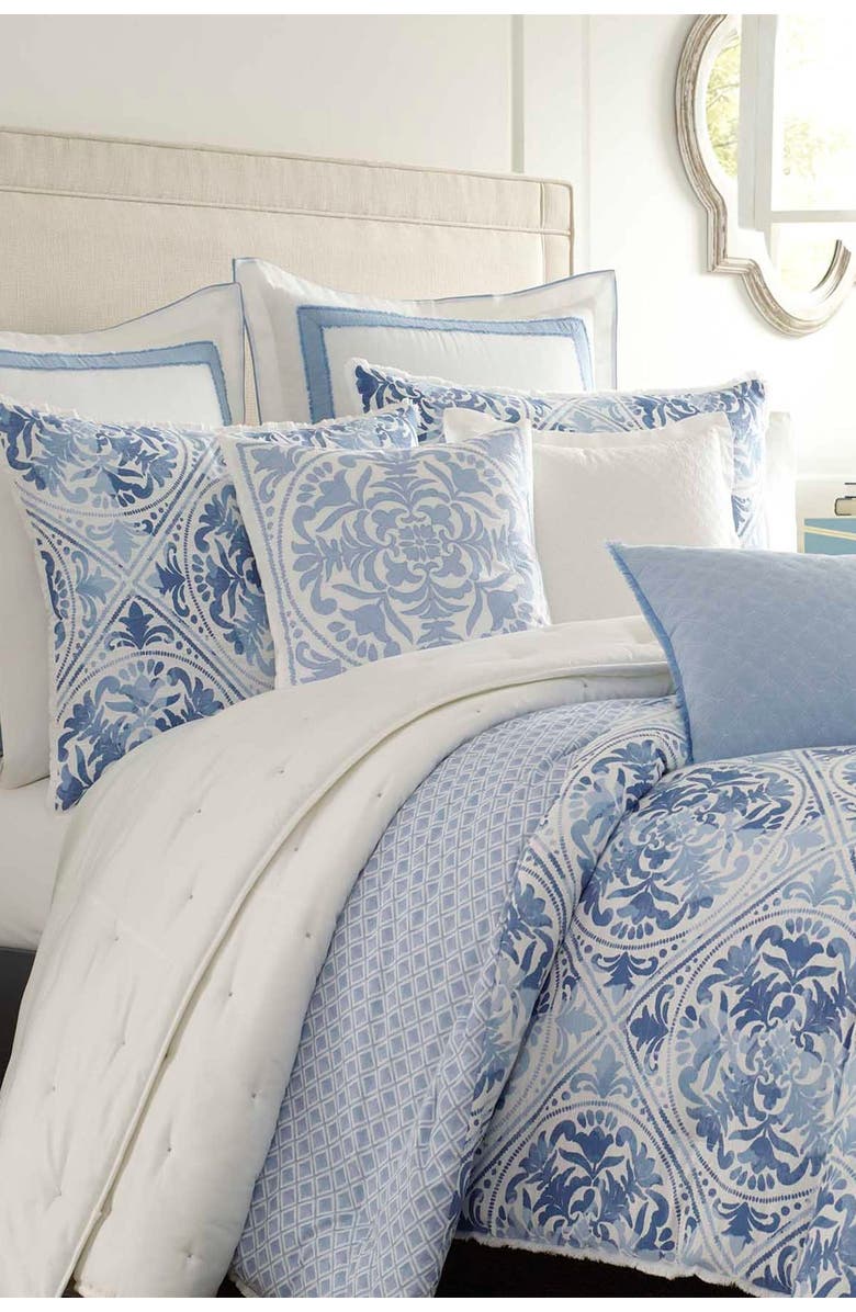 Laura Ashley Mila Medium Blue Full/Queen Duvet Cover Set, Alternate, color, 