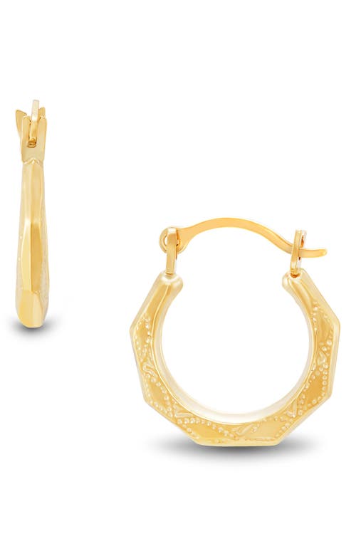 Frankie & Zoe 14k Yellow Gold Hammered Faceted Hoop Earrings