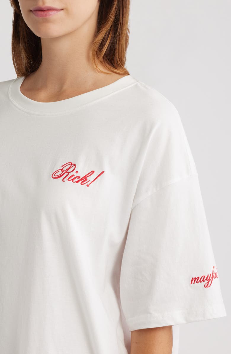 THE MAYFAIR GROUP Rich in Life Oversize Graphic T-Shirt, Alternate, color, White