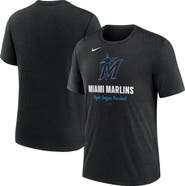 Nike Men's Nike Heather Black Miami Marlins Logo Tri-Blend T-Shirt