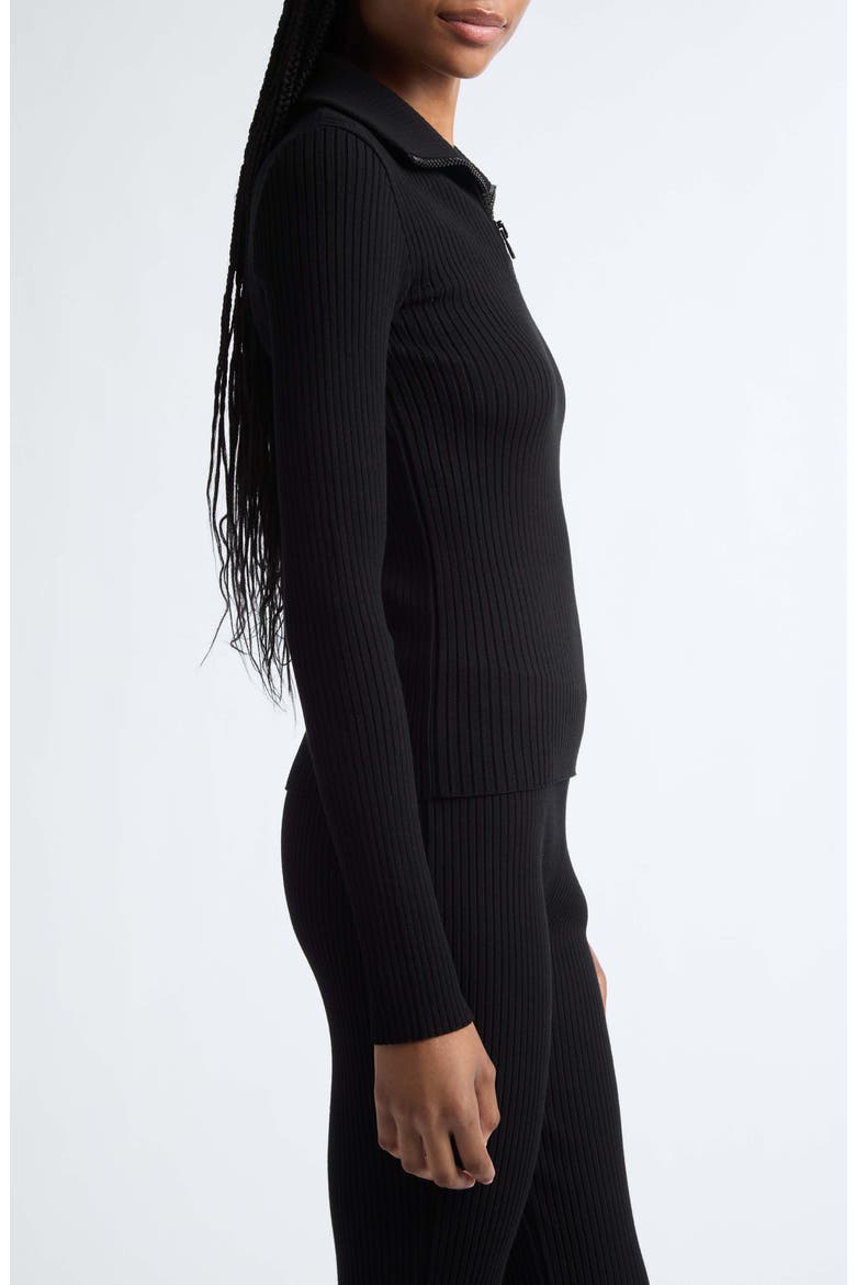 Mock Neck Half Zip Sweater, Alternate, color, BLACK