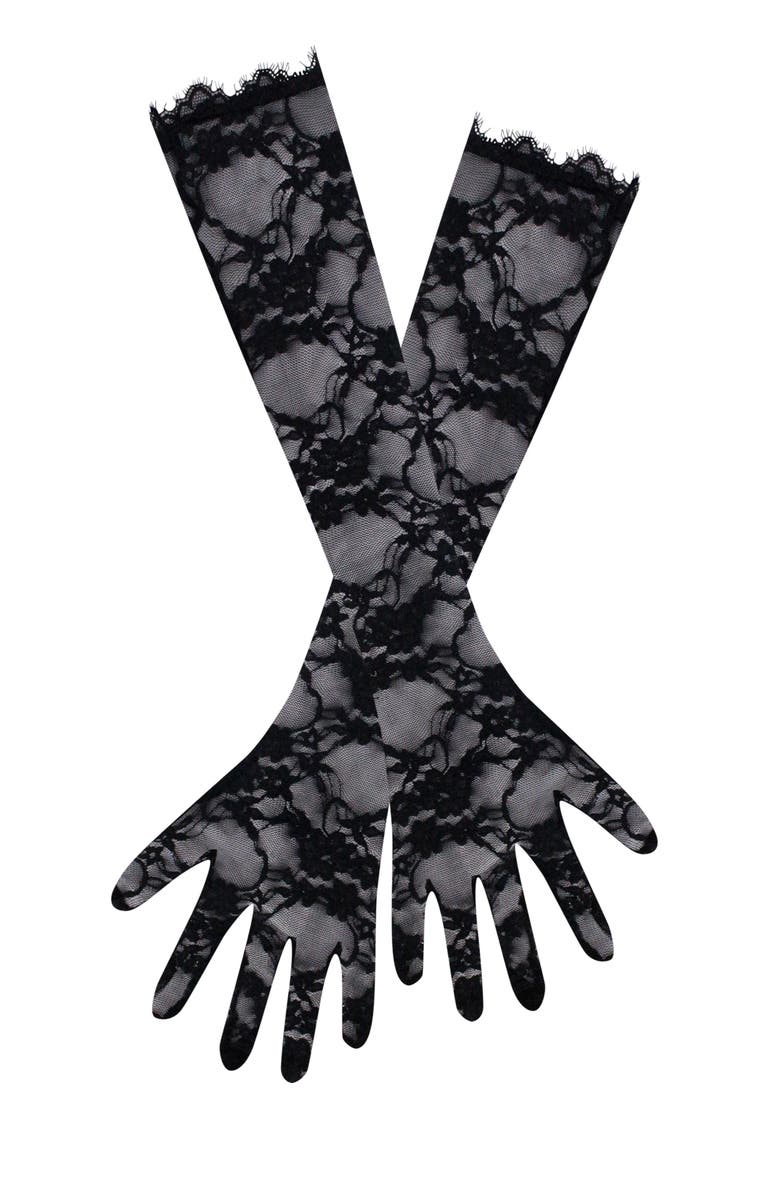 Miss Circle Rae Lace Opera-length Gloves, Main, color, Black