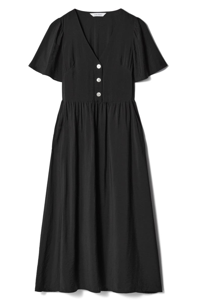 & Other Stories V-Neck Midi Dress, Alternate, color, Black Dark New