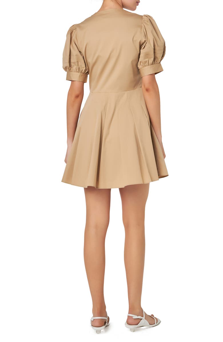 English Factory Pintuck Puff Sleeve Fit & Flare Dress, Alternate, color,