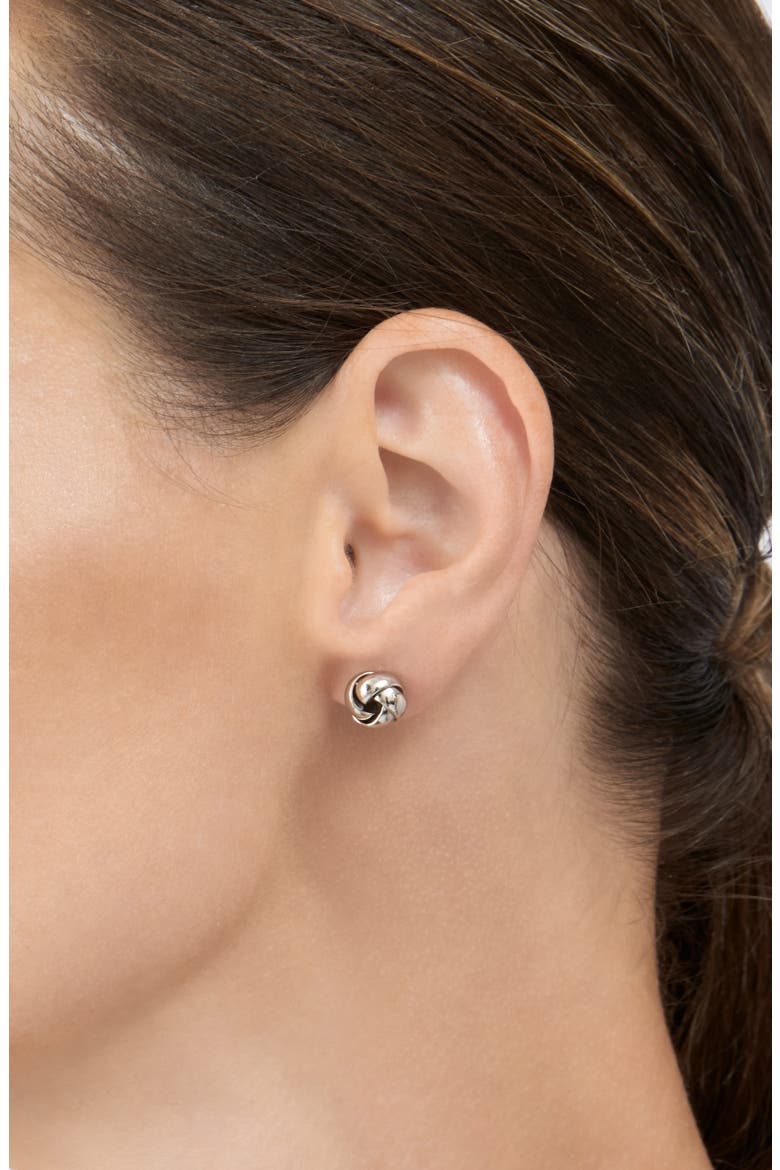 Knot Stud Earrings, Alternate, color, SILVER