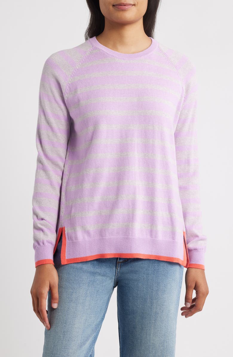 Hatley Olivia Stripe Tipped Sweater, Main, color, Pink