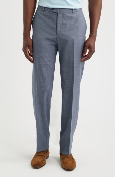Luxury Performance Flat Front Multiscreen Check Dress Pants
