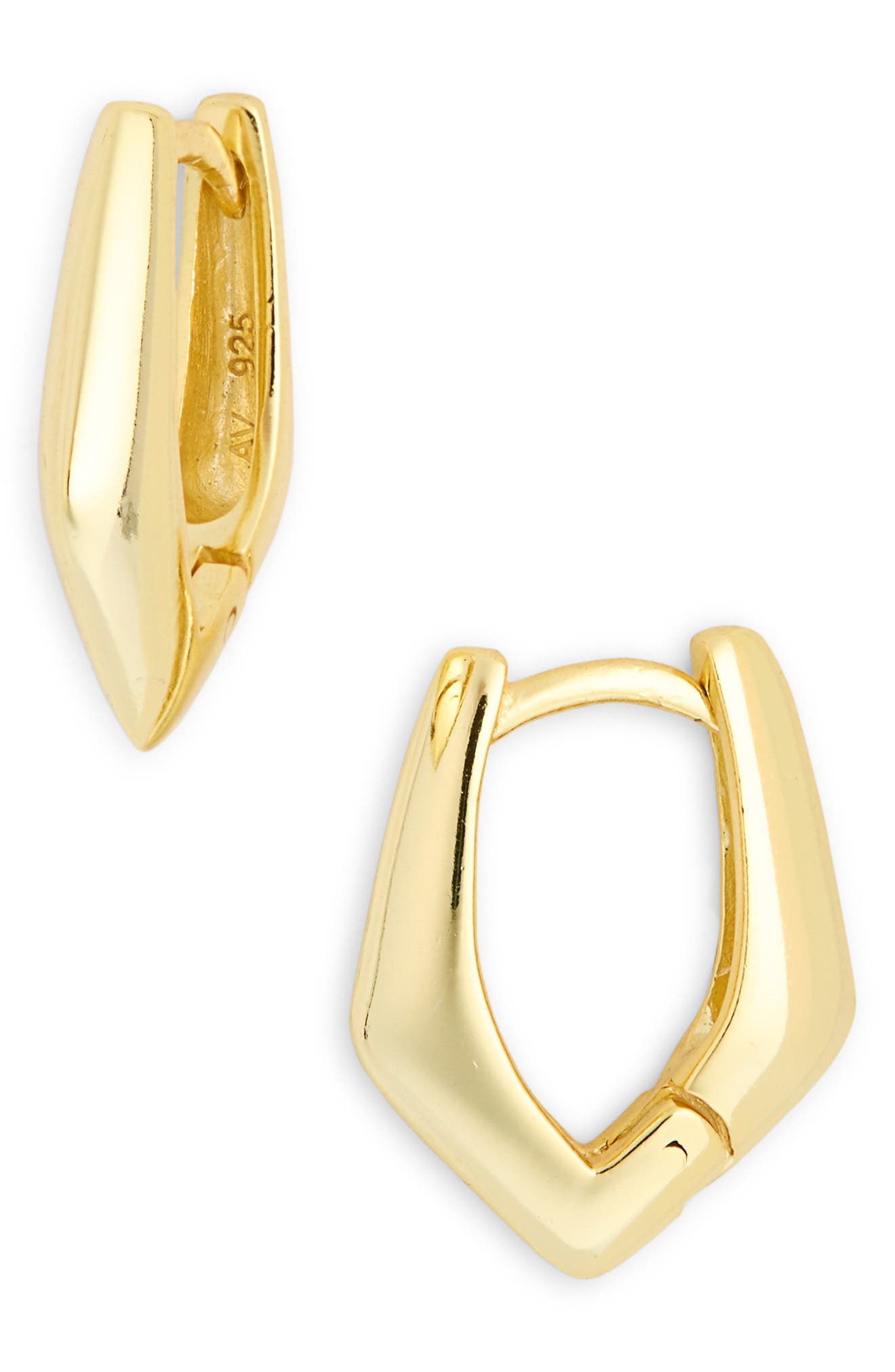 Argento Vivo Sterling Silver Rhombus Puffed Hoop Earrings