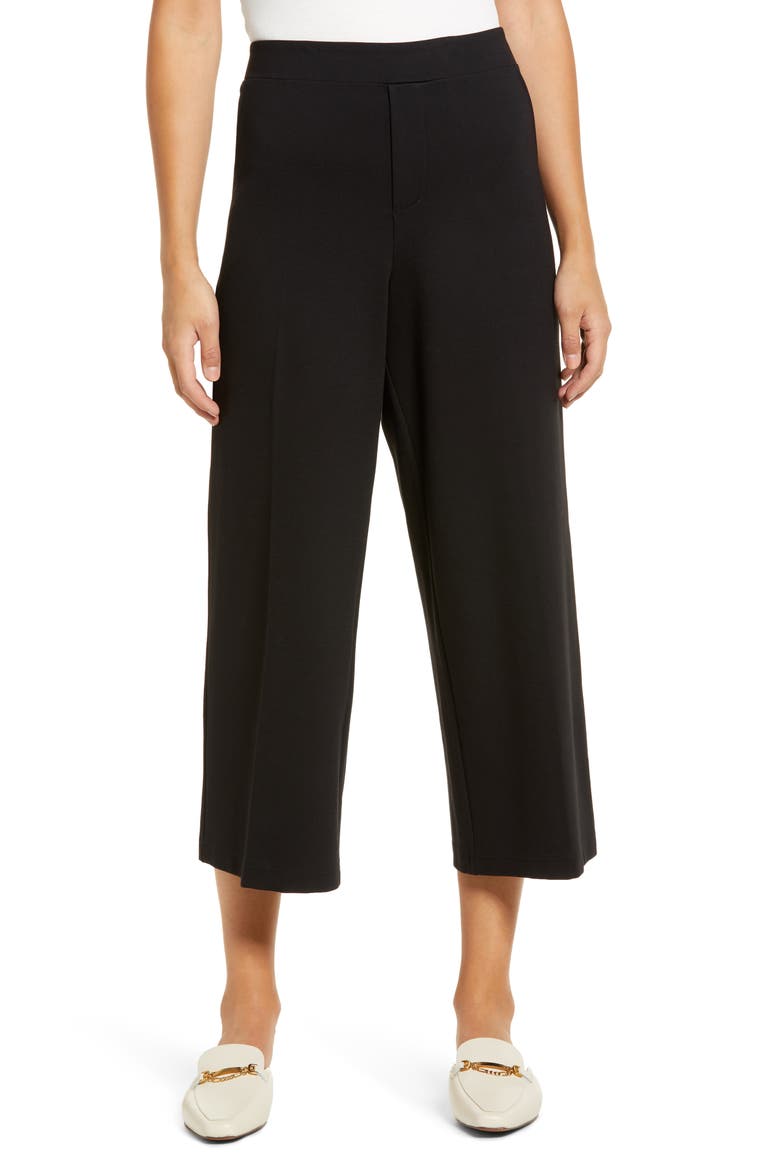 High Waist Crop Wide Leg Pants (Nordstrom Exclusive), Main, color, BLACK
