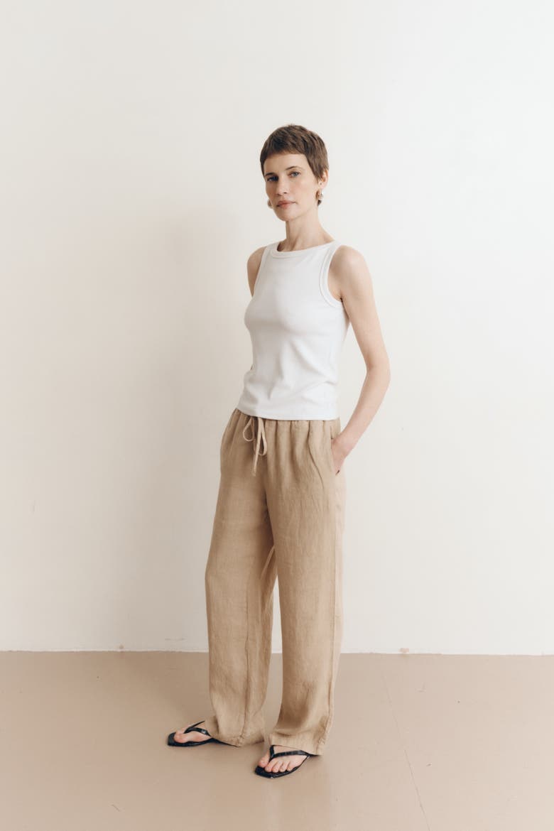 Delphine Linen Pant, Alternate, color, TOFFEE