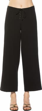 Alexia Admor Lucia Lace-Up Wide Leg Pants