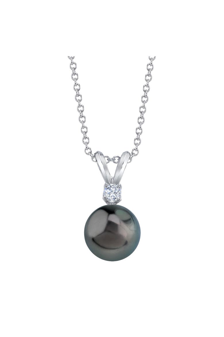18K Tahitian South Sea Pearl & Diamond Classic Pendant, Main, color, White Gold