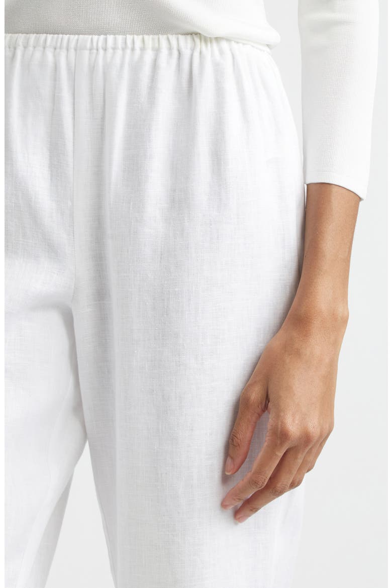 Florence Ruffle Detail Crop Linen Pants, Alternate, color, IVORY