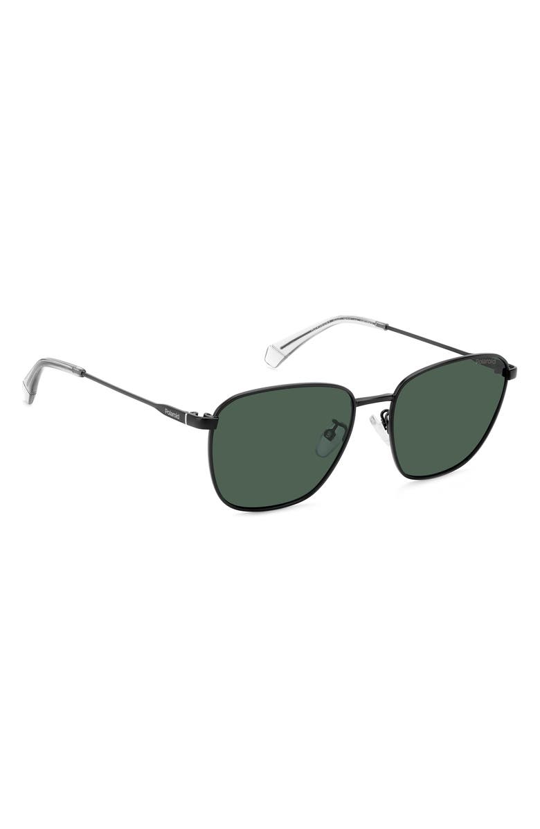 Polaroid 56mm Polarized Rectangular Sunglasses, Alternate, color, Matte Black/ Green Polarized