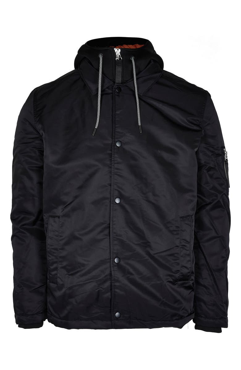 River Island Mixed Media Hooded Coach's Jacket, Alternate, color, 