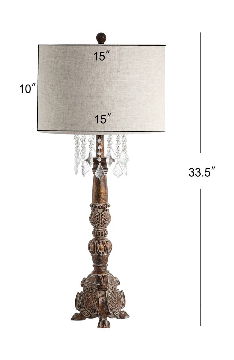 JONATHAN Y Carlisle 33.5" Resin/Acrylic LED Table Lamp, Antique Brown, Alternate, color, Antique Brown