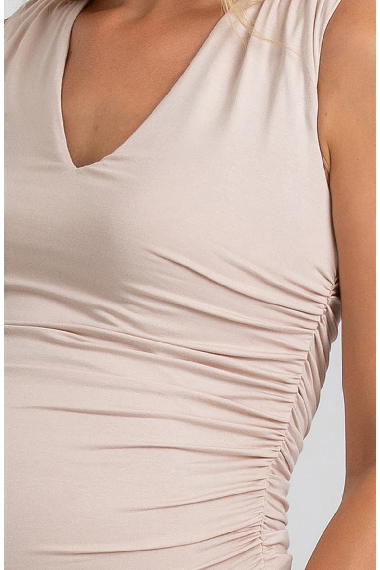 Ruched V-Neck Maternity Tank, Alternate, color, BEIGE